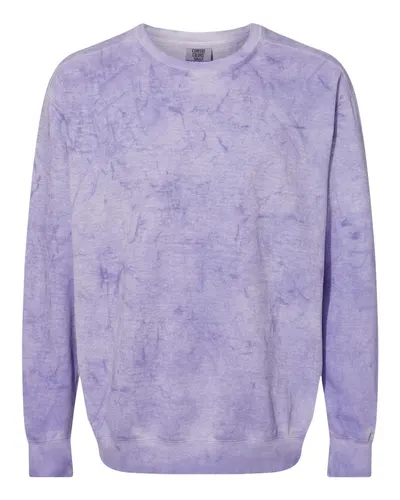 Comfort Colors 1545 Unisex Colorblast™ Crewneck Sweatshirt in Amethyst — blank crewneck sweatshirt, front view