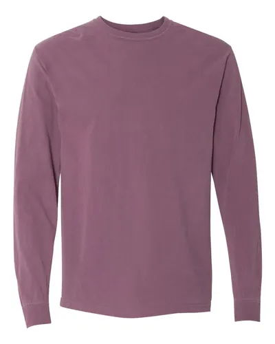 Comfort Colors 6014 Unisex Garment-Dyed Heavyweight Long Sleeve T-Shirt in Berry — blank long sleeve tee, front view