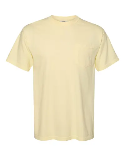 Comfort Colors 6030 Unisex Garment-Dyed Heavyweight Pocket T-Shirt in Banana — blank t-shirt, front view