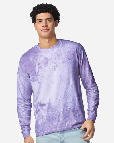 Comfort Colors 6045 Unisex Colorblast™ Long Sleeve T-Shirt in Amethyst — blank long sleeve tee, front view