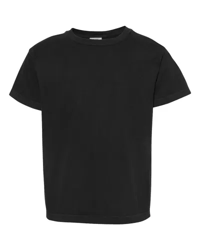 Comfort Colors 9018 Youth Garment-Dyed Heavyweight T-Shirt in Black — blank t-shirt, front view