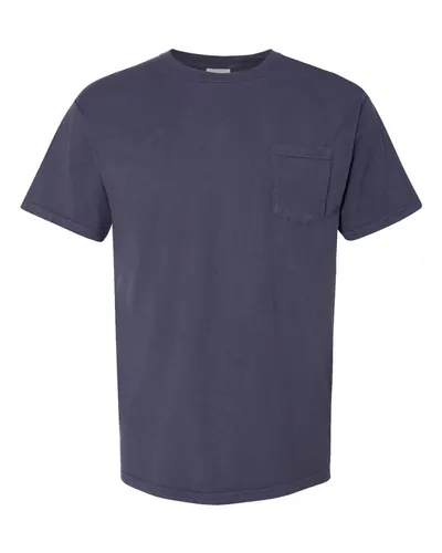 ComfortWash by Hanes GDH150 Unisex Garment-Dyed Pocket T-Shirt in Anchor Slate — blank t-shirt, front view