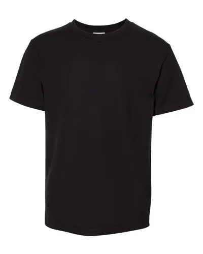 ComfortWash by Hanes GDH175 Youth Garment-Dyed T-Shirt in Black — blank t-shirt, front view