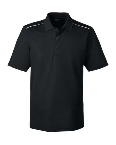 CORE365 88181R Men's Radiant Performance Piqué Polo with Reflective Piping in Black — blank polo, front view