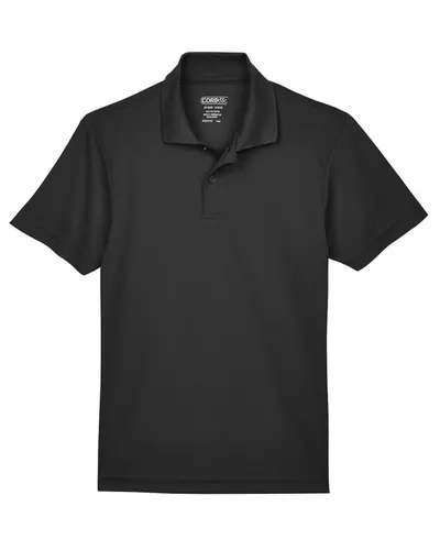 CORE365 88181Y Youth Origin Performance Piqué Polo in Black — blank polo, front view