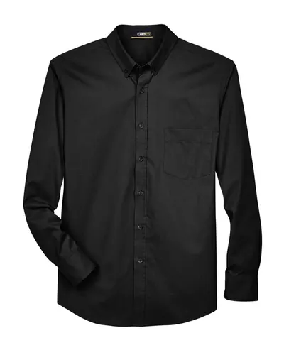 CORE365 88193 Men's Operate Twill Dress Shirt in Black — blank woven shirt, front view