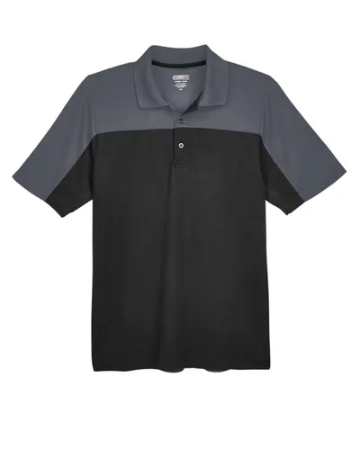 CORE365 CE101 Men's Balance Colorblock Performance Piqué Polo in Black/ Carbon — blank polo, front view