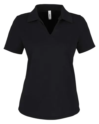 CORE365 CE104W Women's Market Snag Protect Mesh Polo in Black — blank polo, front view
