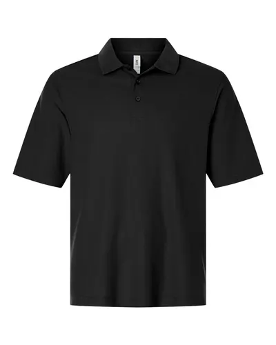 CORE365 CE106T Men's Tall Resolve CVC Performance Pique Polo in Black — blank polo, front view