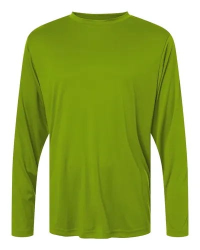 CORE365 CE10L Unisex Capital Long Sleeve Performance T-Shirt in Acid Green — blank long sleeve tee, front view
