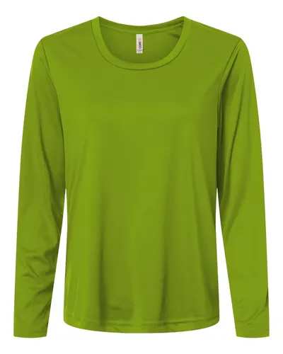 CORE365 CE10LW Women's Capital Performance Long Sleeve T-Shirt in Acid Green — blank long sleeve tee, front view