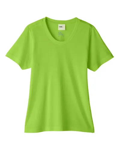 CORE365 CE111W Women's Fusion ChromaSoft™ Performance T-Shirt in Acid Green — blank t-shirt, front view
