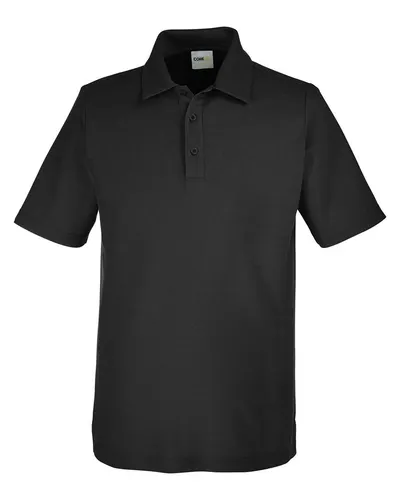 CORE365 CE112T Men's Tall Fusion ChromaSoft™ Pique Polo in Black — blank polo, front view