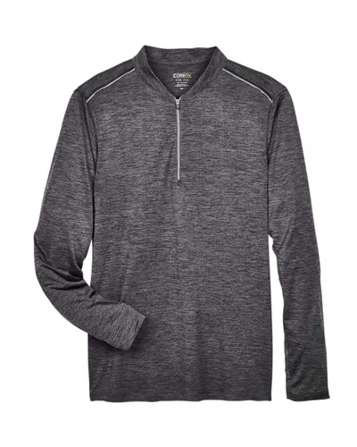 CORE365 CE401 Men's Kinetic Performance Quarter-Zip Pullover in Carbon/ Black — blank garment, front view