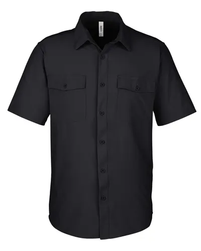 CORE365 CE510 Men's Ultra UVP® Marina Shirt in Black — blank garment, front view