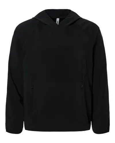 CORE365 CE520L Men's UltraUVP Shoreline Long Sleeve Hooded Pullover in Black — blank hooded sweatshirt, front view
