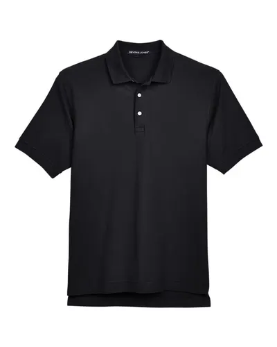 Devon & Jones D100 Men's Pima Piqué Polo in Black — blank polo, front view