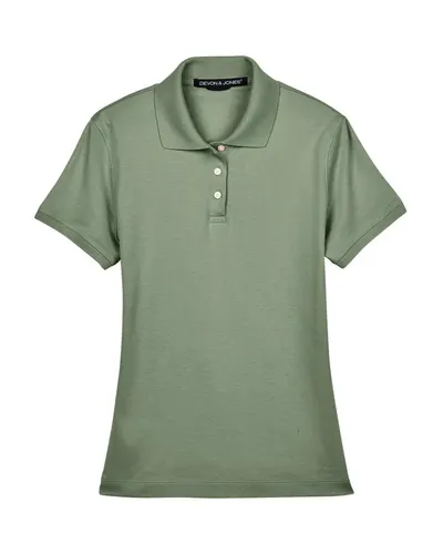 Devon & Jones D140SW Women's Perfect Pima Interlock Polo in Dill — blank polo, front view
