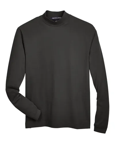 Devon & Jones D420 Unisex Sueded Jersey Mock Neck T-Shirt in Black — blank t-shirt, front view