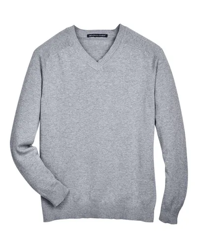 Devon & Jones D475 Men's V-Neck Sweater in Grey Heather — blank garment, front view