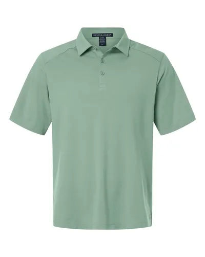 Devon & Jones DG102 Men's Seaton Pebble Textured Polo in Balsam Green — blank polo, front view