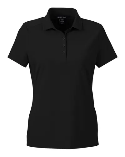 Devon & Jones DG110W Women's CrownLux Performance® Windsor Welded Polo in Black — blank polo, front view
