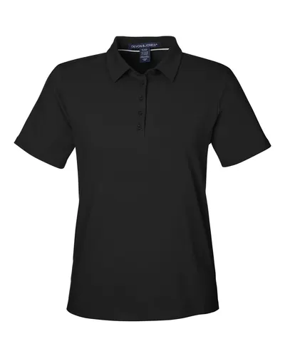 Devon & Jones DG120W Women's Raleigh Stretch Polo in Black — blank polo, front view