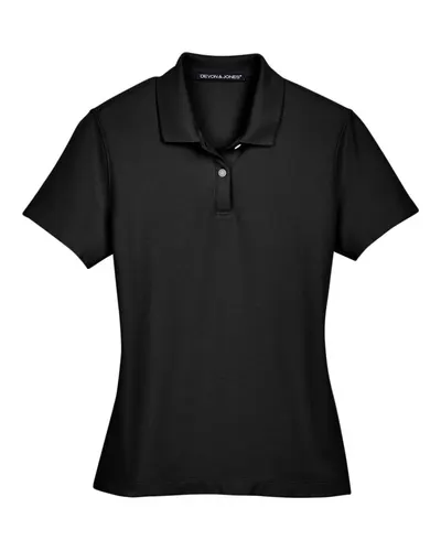 Devon & Jones DG150W Women's DRYTEC20™ Performance Polo in Black — blank polo, front view
