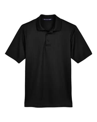 Devon & Jones DG20 Men's CrownLux Performance® Plaited Polo in Black — blank polo, front view