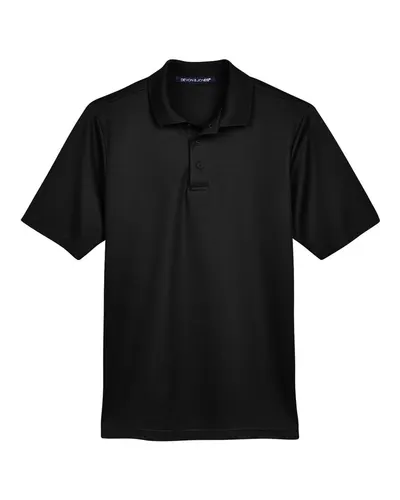 Devon & Jones DG20T Men's Tall CrownLux Performance® Plaited Polo in Black — blank polo, front view