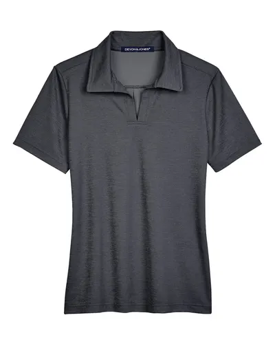 Devon & Jones DG22W Women's CrownLux Performance® Address Melange Polo in Black Melange — blank polo, front view
