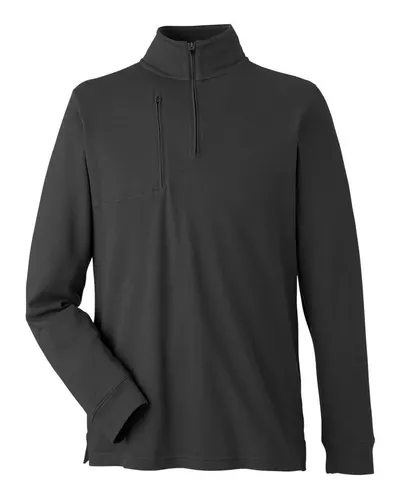 Devon & Jones DG400 Men's New Classics® Performance Quarter-Zip Pullover in Black — blank garment, front view