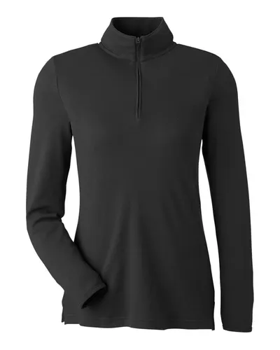Devon & Jones DG400W Women's New Classics® Performance Quarter-Zip Pullover in Black — blank garment, front view