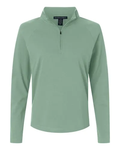 Devon & Jones DG402W Women's Seaton Pebble Textured Quarter-Zip Pullover in Balsam Green — blank garment, front view