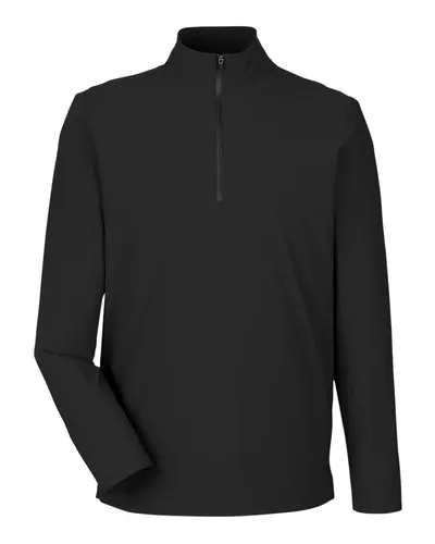 Devon & Jones DG410 Men's CrownLux Performance® Windsor Welded Quarter-Zip Pullover in Black — blank garment, front view