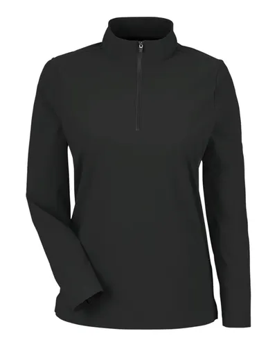 Devon & Jones DG410W Women's CrownLux Performance® Windsor Welded Quarter-Zip Pullover in Black — blank garment, front view