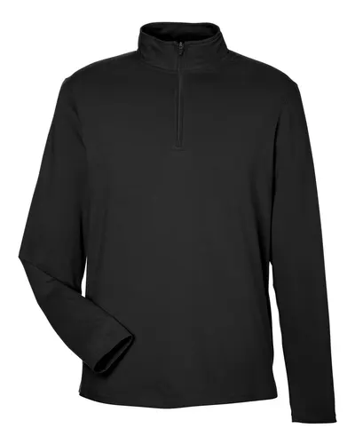 Devon & Jones DG425 Men's Raleigh Stretch Quarter-Zip Pullover in Black — blank garment, front view