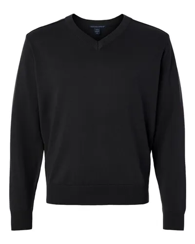 Devon & Jones DG445 Men's New Classics V-Neck Sweater in Black — blank garment, front view