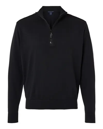 Devon & Jones DG446 Men's New Classics Quarter-Zip Sweater in Black — blank garment, front view