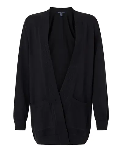 Devon & Jones DG447W Women's New Classics Open Cardigan Sweater in Black — blank garment, front view