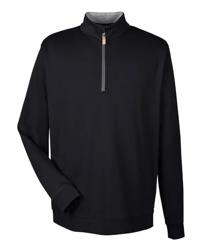 Devon & Jones DG479 Men's DRYTEC20™ Performance Quarter-Zip Pullover in Black/ Grey Heather/ Graphite — blank garment, front view