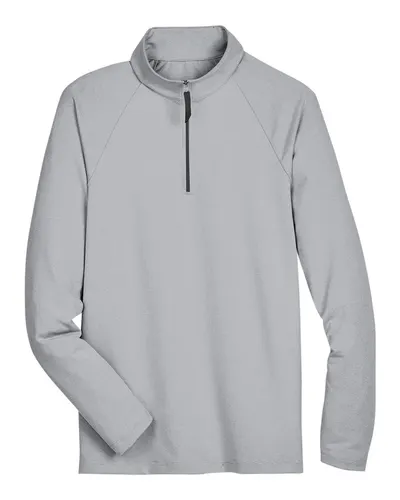 Devon & Jones DG480 Men's CrownLux Performance® Clubhouse Micro-Stripe Quarter-Zip Pullover in Black — blank garment, front view