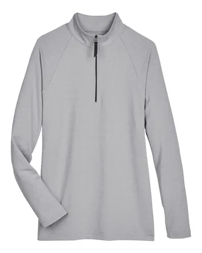 Devon & Jones DG480W Women's CrownLux Performance® Clubhouse Micro-Stripe Quarter-Zip Pullover in Black — blank garment, front view