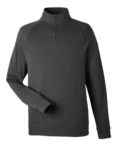 Devon & Jones DG481 Men's New Classics® Charleston Quarter-Zip Pullover in Black Melange — blank garment, front view