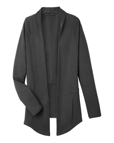 Devon & Jones DG481W Women's New Classics® Charleston Cardigan in Black Melange — blank garment, front view