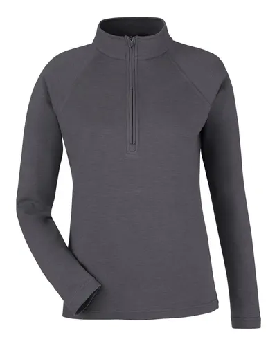 Devon & Jones DG481WZ Women's New Classics® Charleston Quarter-Zip Pullover in Black Melange — blank garment, front view