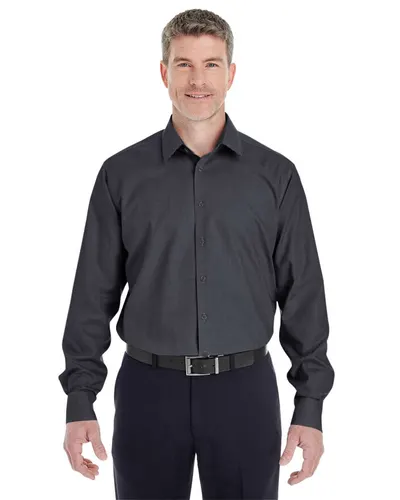 Devon & Jones DG532 Men's Crown Collection® Royal Dobby Dress Shirt in Black — blank woven shirt, front view