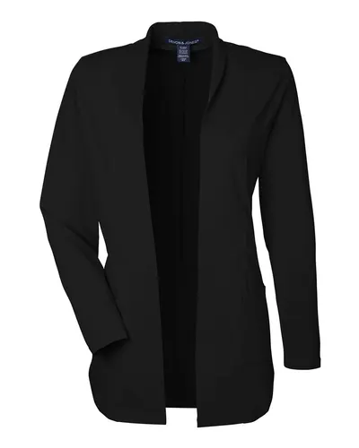 Devon & Jones DP125W Women's Raleigh Stretch Cardigan in Black — blank garment, front view