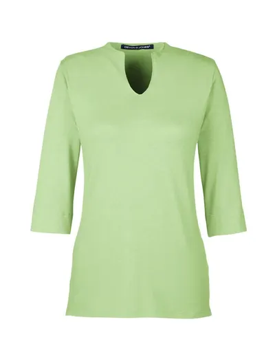 Devon & Jones DP188W Women's Perfect Fit™ Tailored Open Neckline Top in Lime — blank garment, front view