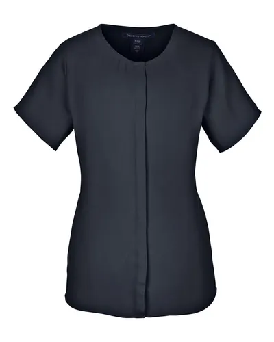 Devon & Jones DP612W Women's Perfect Fit™ Crepe Blouse in Black — blank garment, front view